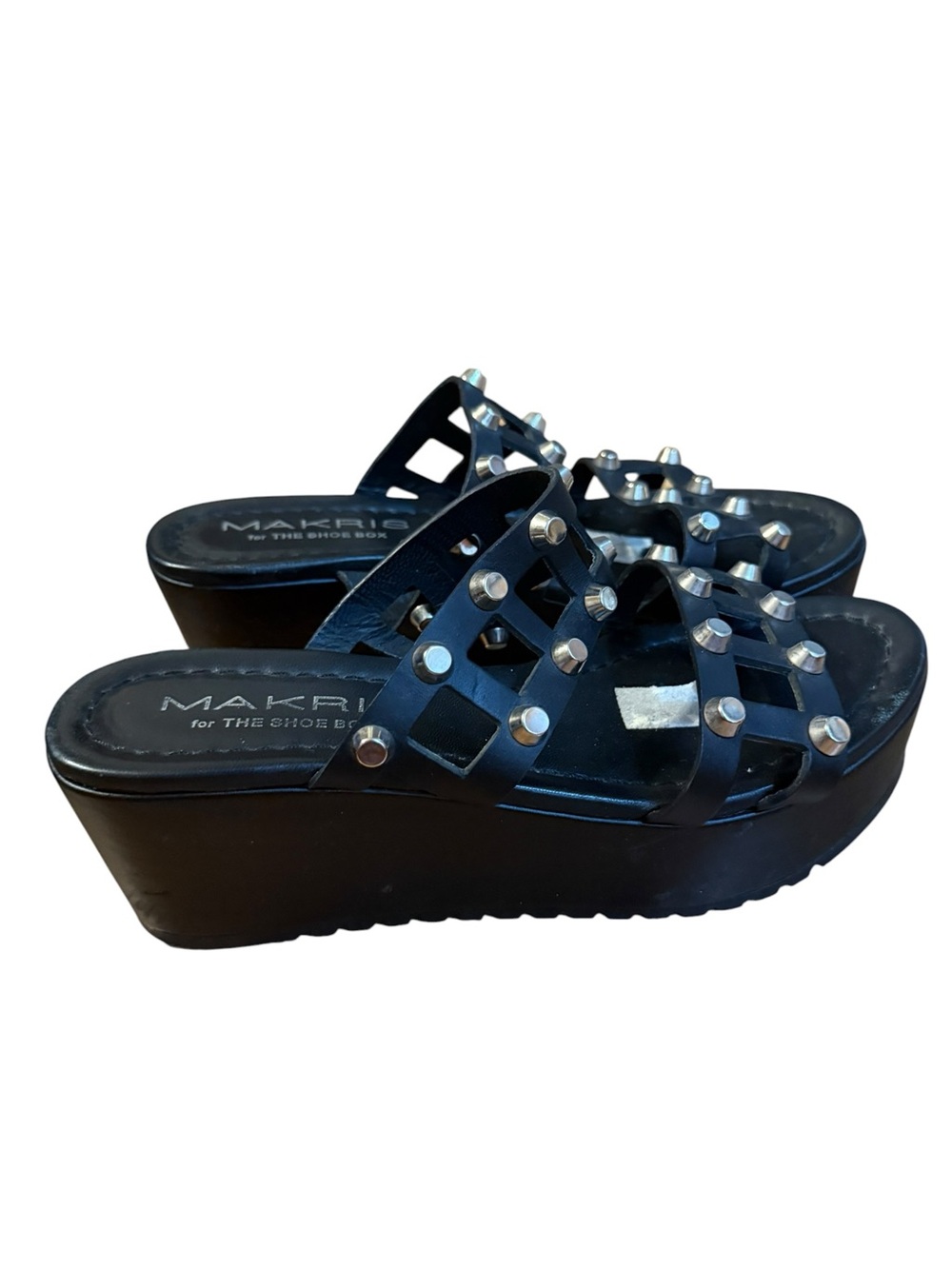 Makris for The Shoe Box Studded Leather Platform Sandals Black Size 39